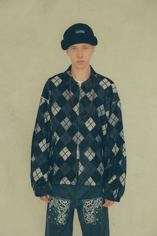 【NOMA t.d.】ARGYLE OPEN COLLAR L/S SHIRT NOMA t.d.】ARGYLE OPEN COLLAR L/S SHIRT | BEIGE | EDISTORIAL