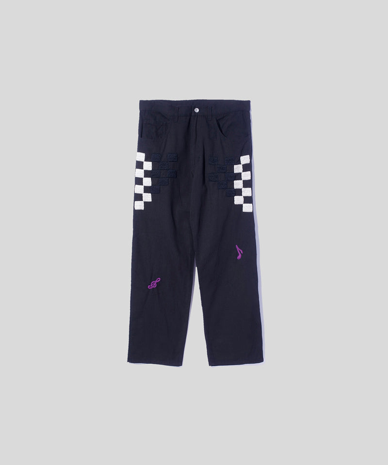 Checker Hand Embroidery Pants