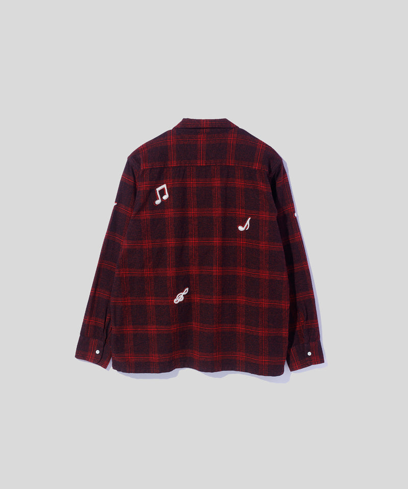 Music Hand Embroidery Flannel Shirt