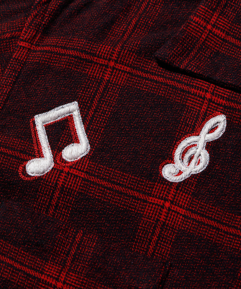 Music Hand Embroidery Flannel Shirt