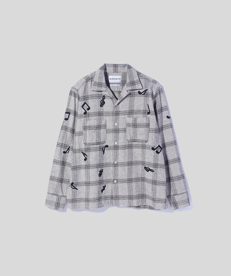 Music Hand Embroidery Flannel Shirt