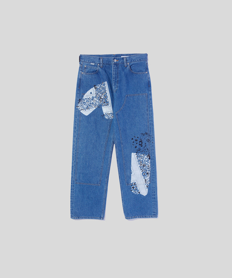 Sign Print Denim Work Pants