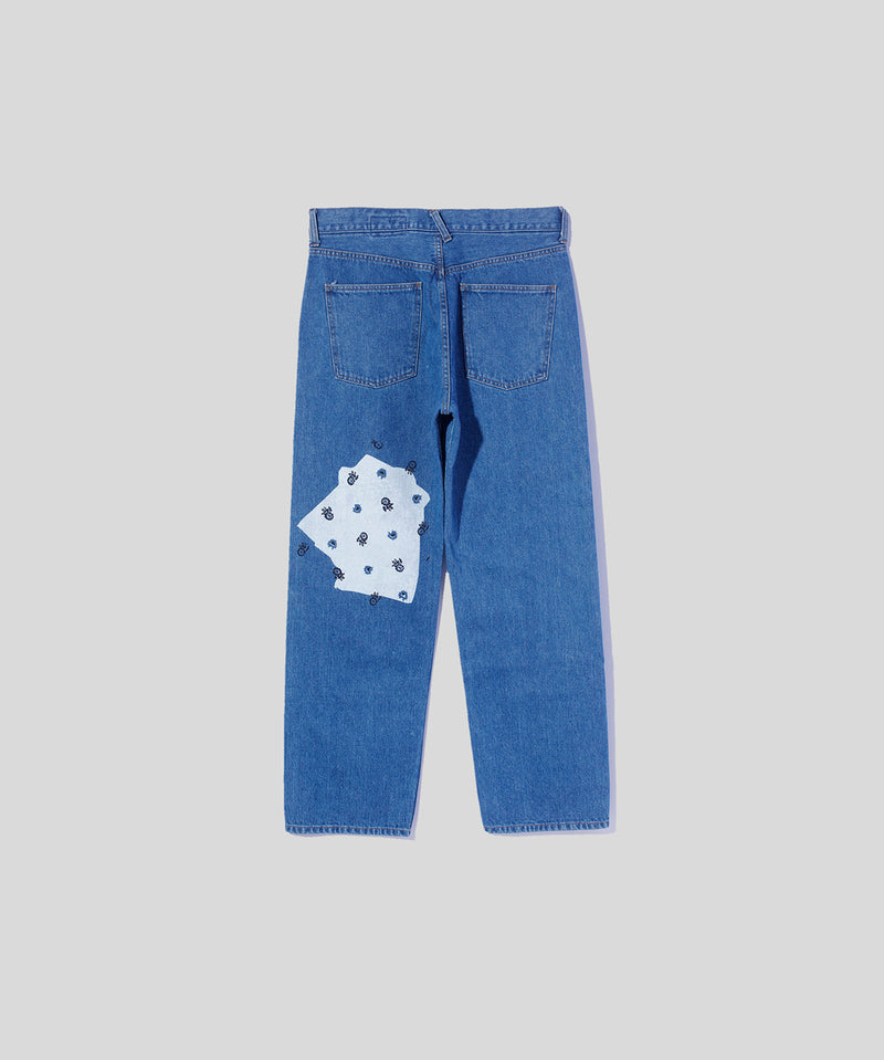 Sign Print Denim Work Pants