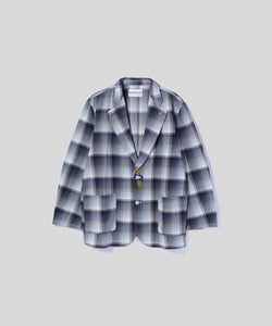 Flannel Plaid Jacket with Beading