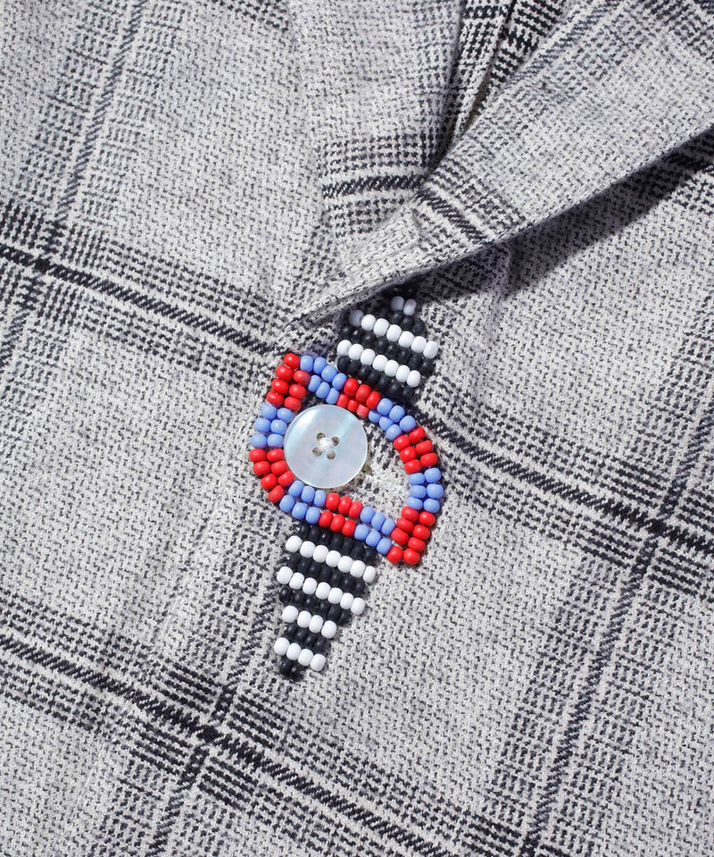 Flannel Plaid Jacket with Beading