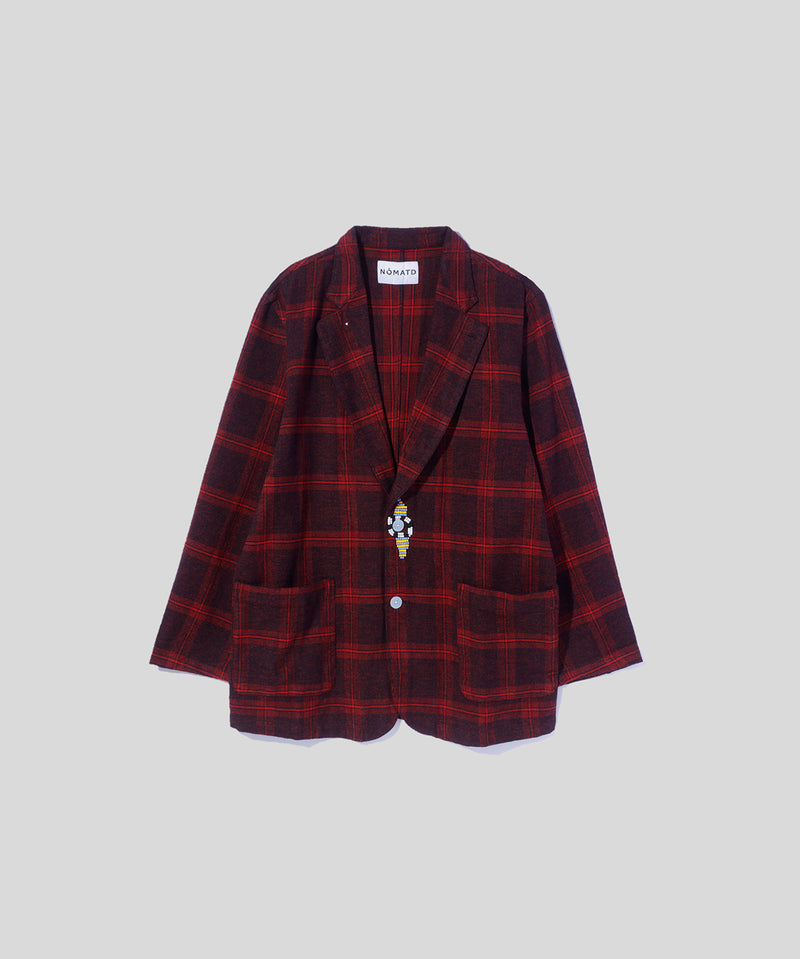 Flannel Plaid Jacket with Beading