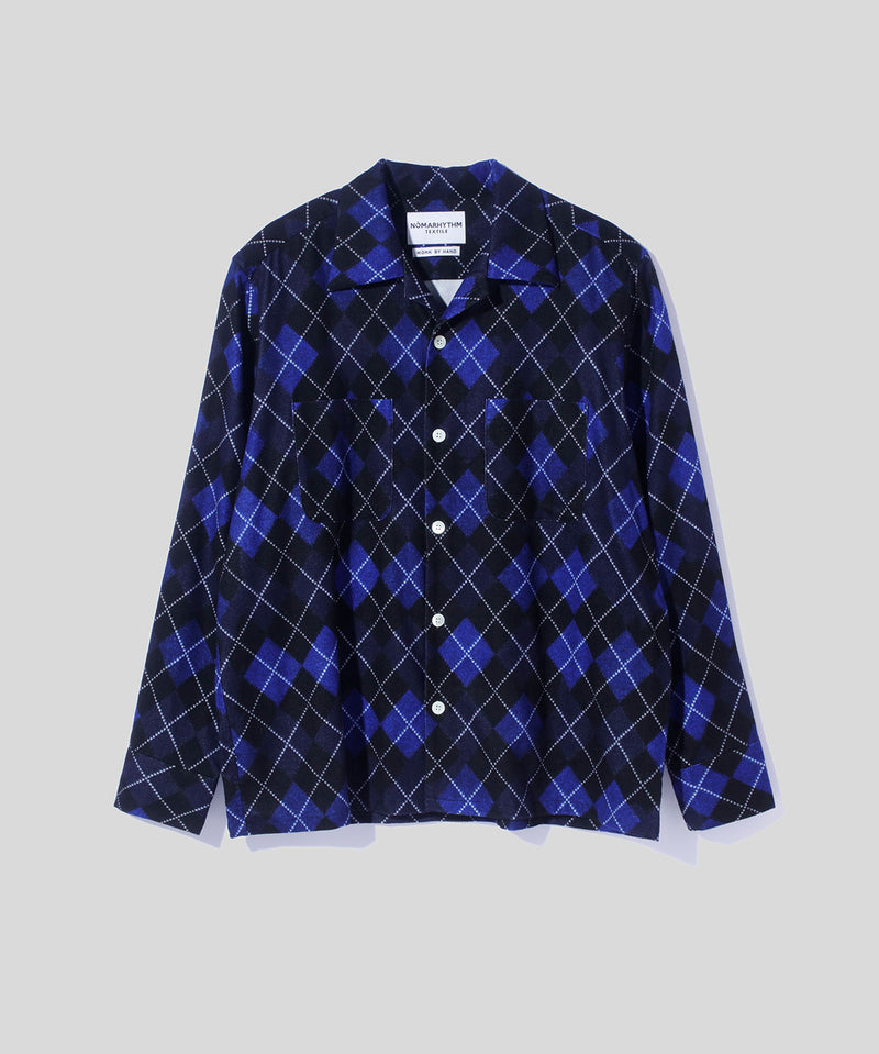 【NOMA t.d.】ARGYLE OPEN COLLAR L/S SHIRT NOMA t.d.】ARGYLE OPEN COLLAR L/S SHIRT | BEIGE | EDISTORIAL