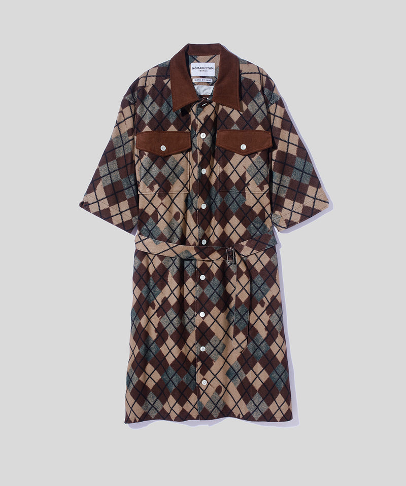 Argyle Open Back Belted Dress