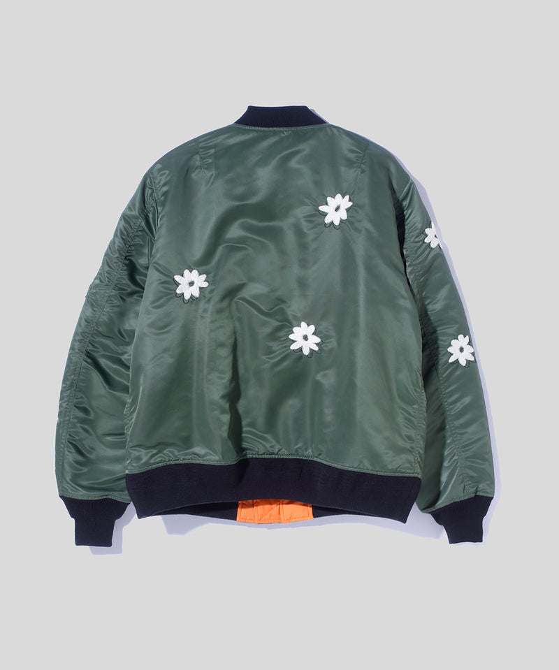 Flower Embroidery Flight Jacket