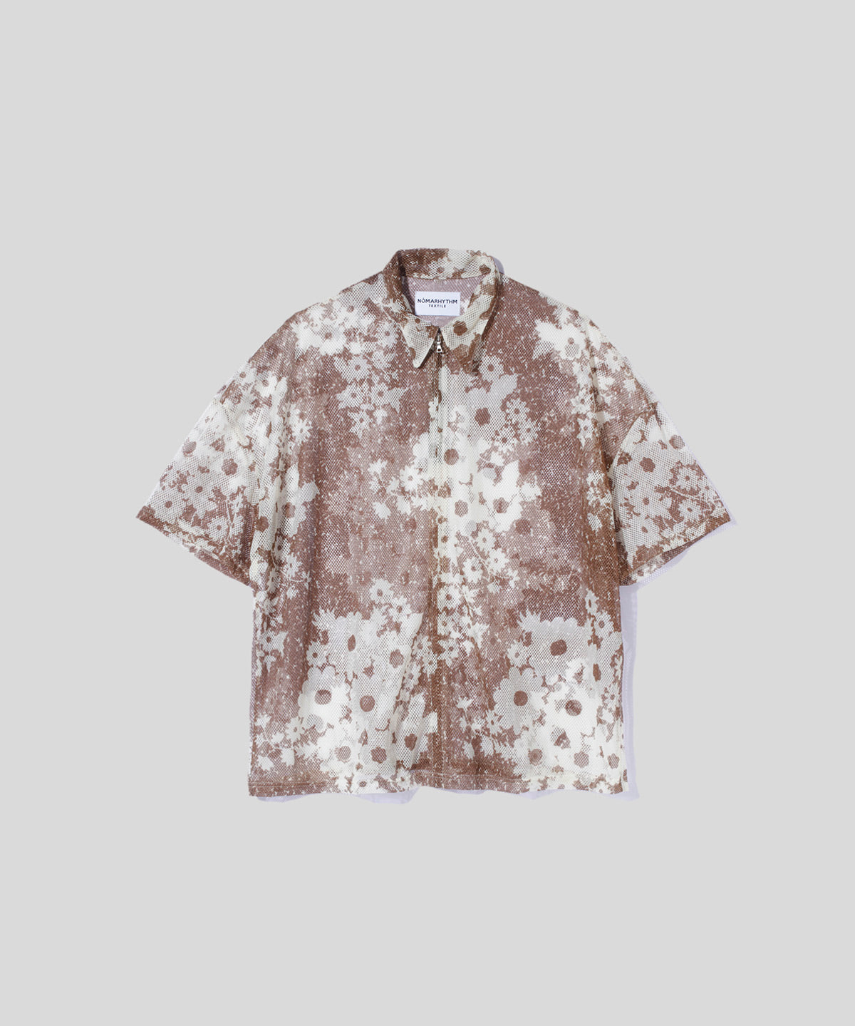 Floral Mesh Zip Polo メンズ レディース NOMARHYTHM TEXTILE (ノーマリズムテキスタイル) “Floral Mesh