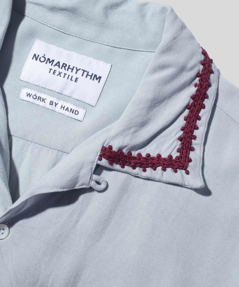 Trim Embroidery Open Collar Shirt