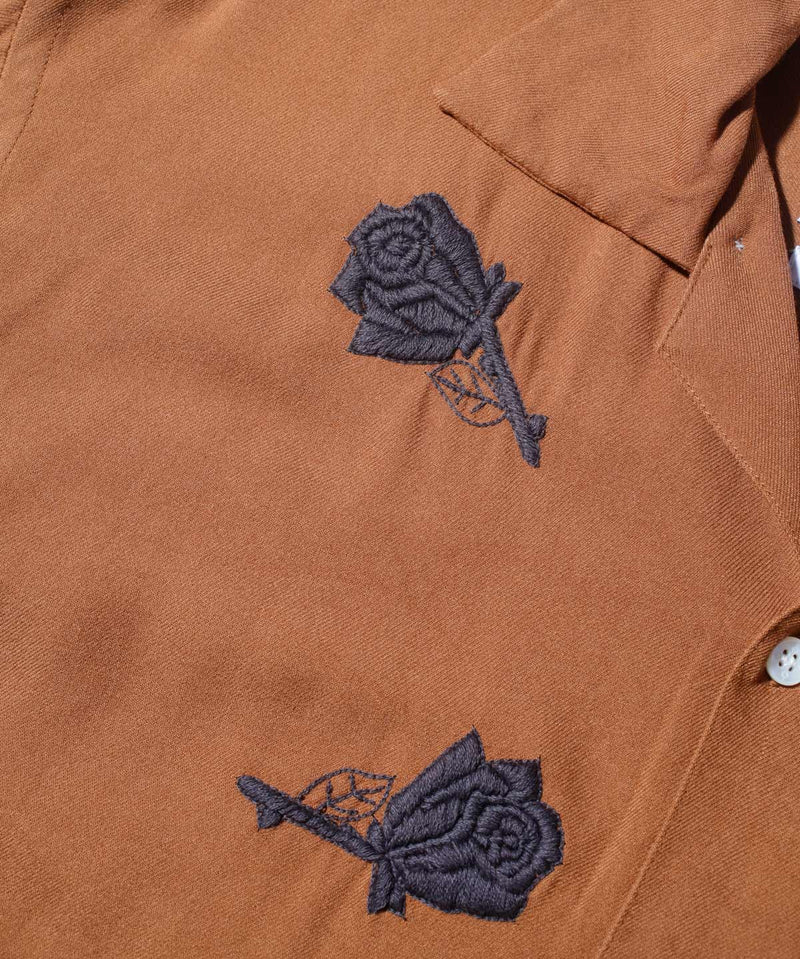 Rose Embroidery Open Collar Shirt – NOMARHYTHM TEXTILE