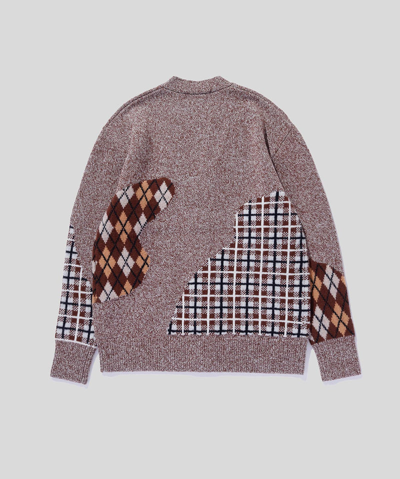 Argyle & Check Mix Cardigan