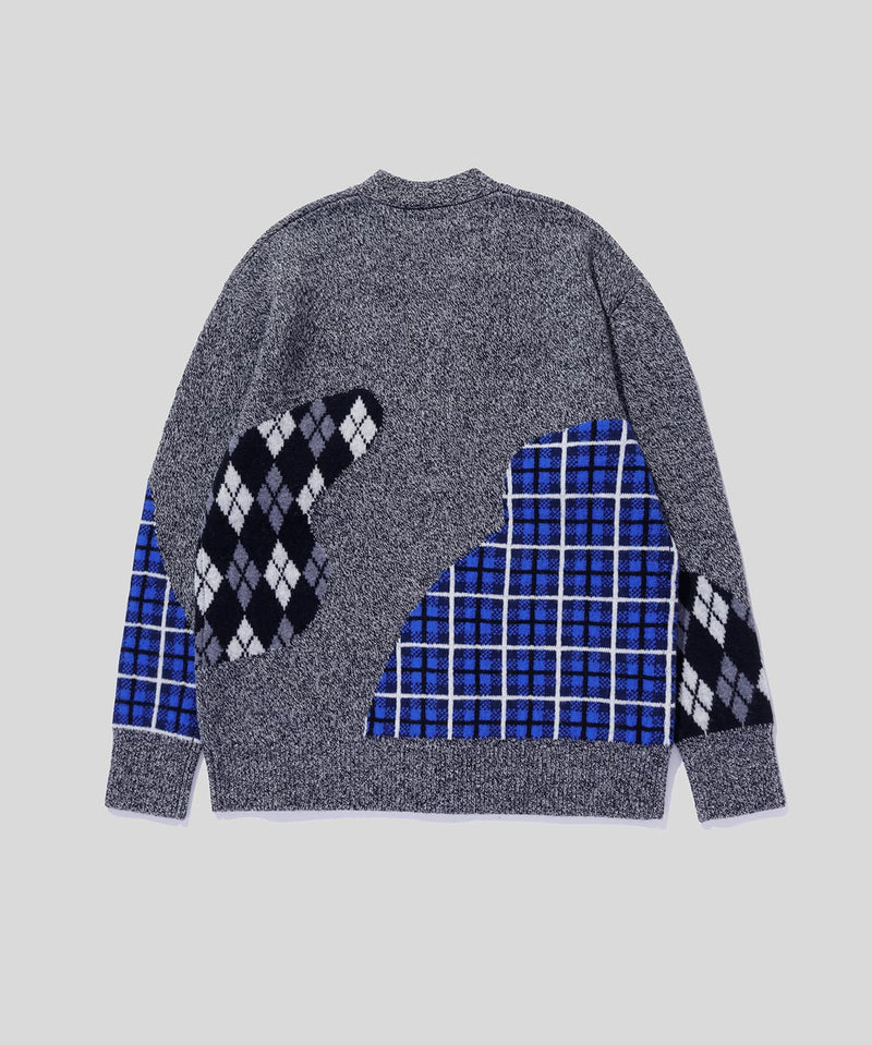 Argyle & Check Mix Cardigan