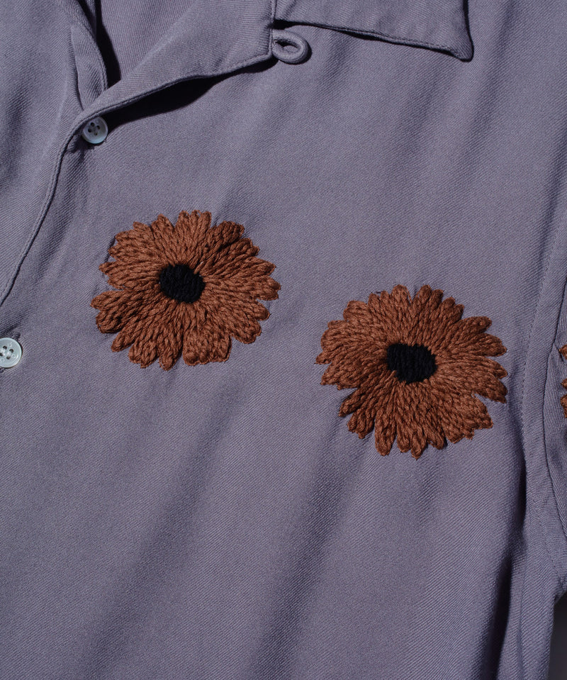 Flower Embroidery Open Collar SS Shirt – NOMARHYTHM TEXTILE