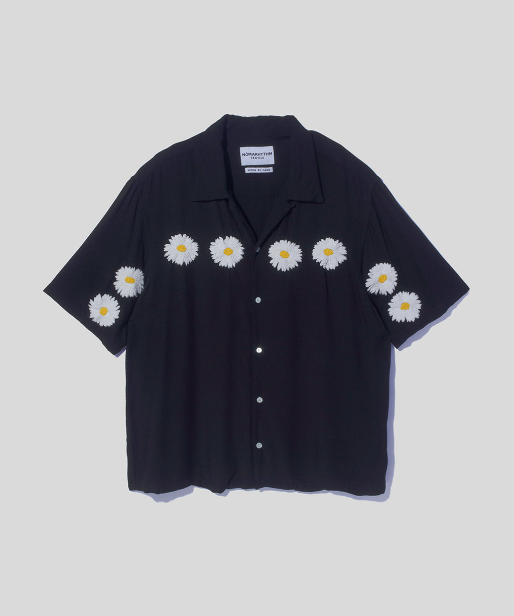 Flower Embroidery Open Collar SS Shirt – NOMARHYTHM TEXTILE