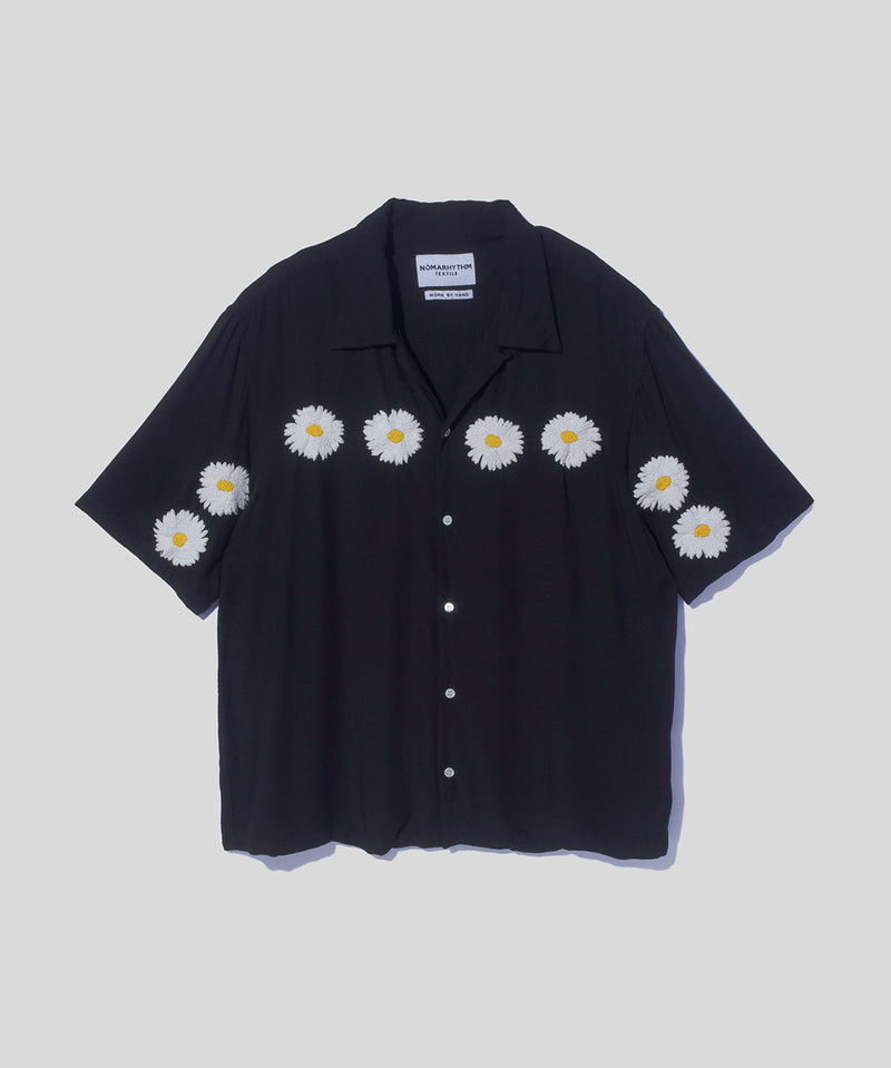 Flower Embroidery Open Collar SS Shirt – NOMARHYTHM TEXTILE